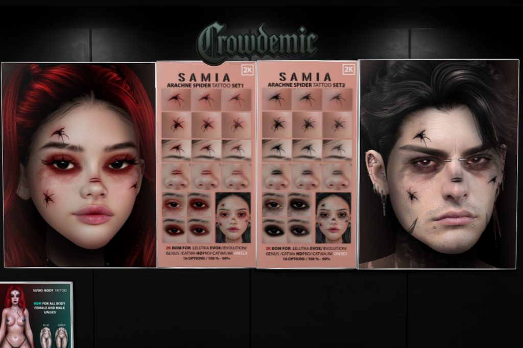 Arachne Spider Tattoo Sets 1 &amp; 2 - Catwa/EvoX/Genus, L$299 each
