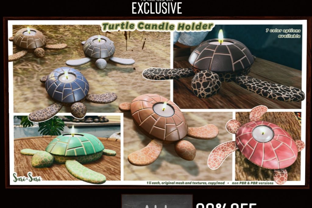 Turtle Candle Holder, L$199 each/L$400 FP