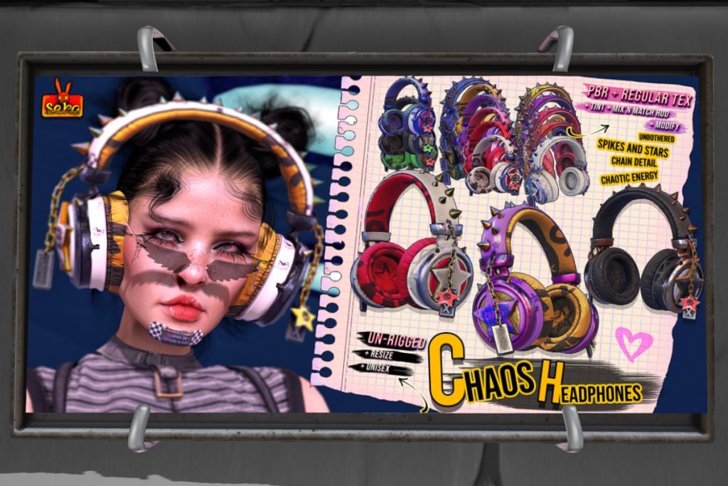 Chaos Headphones, L$299 each/L$699 FP