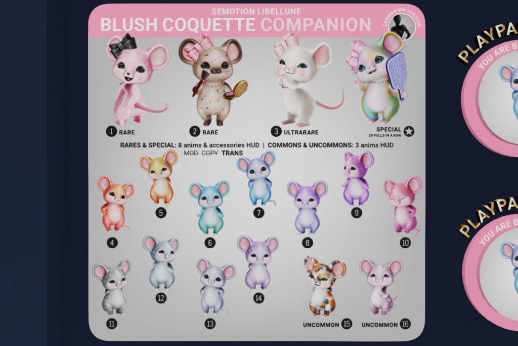 Blush Coquette Companion Gacha, L$88 each play