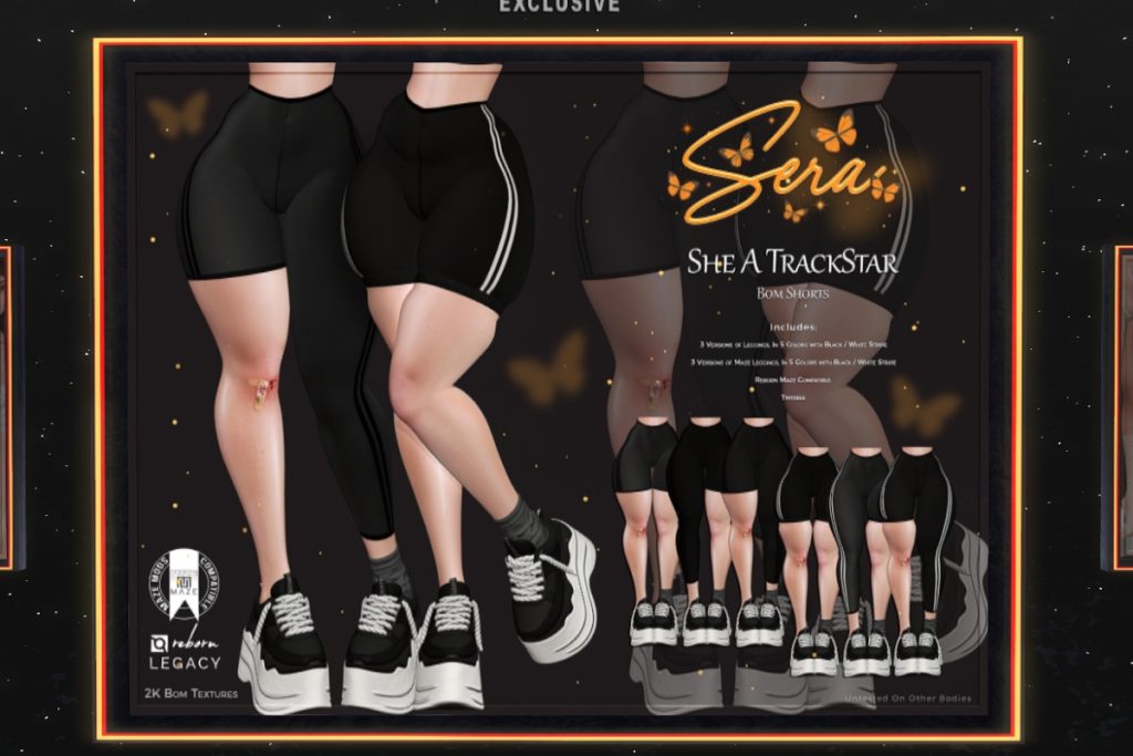 She a Track Star Shorts - BOM for Legacy/Reborn/+mods, L$349