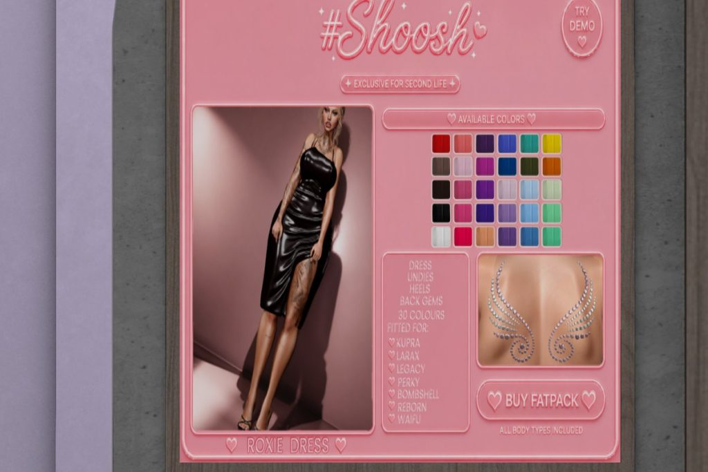 Roxie Dress - Inithium/Legacy/MaitreyaX/Reborn/+mods, L$349 each/L$1299 FP