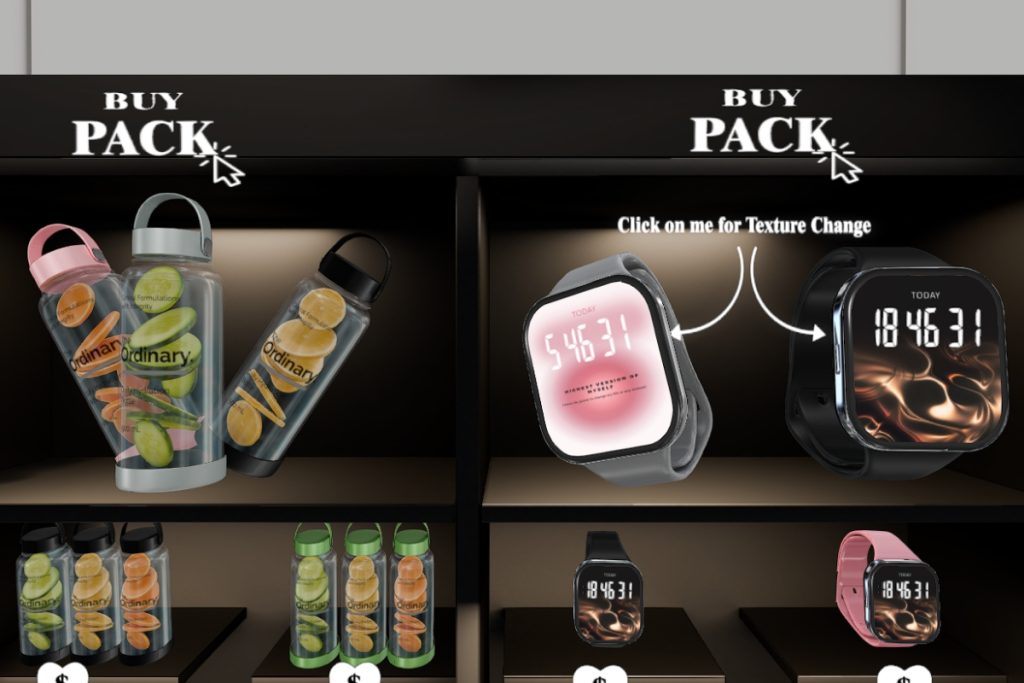 Ordinary Water Bottle, L$199 each/L$499 FP | Smartwatch, L$199 each/L$599 FP
