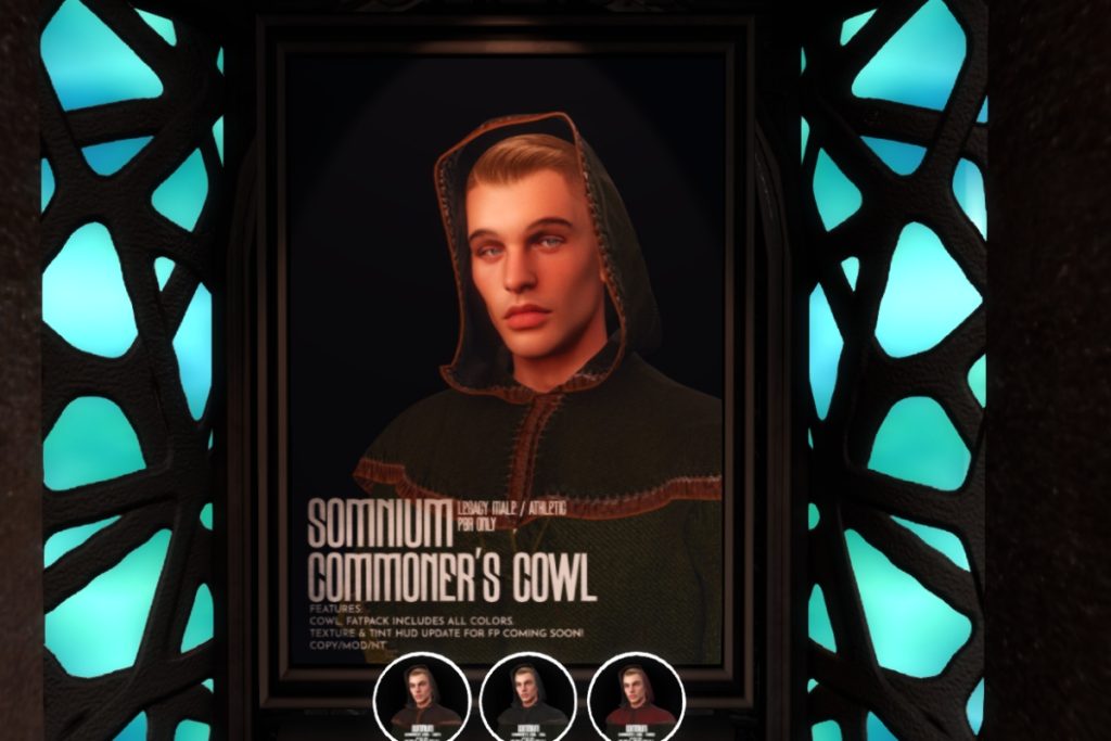 Commoner's Cowl, L$263-L$350 each/L$2100 FP