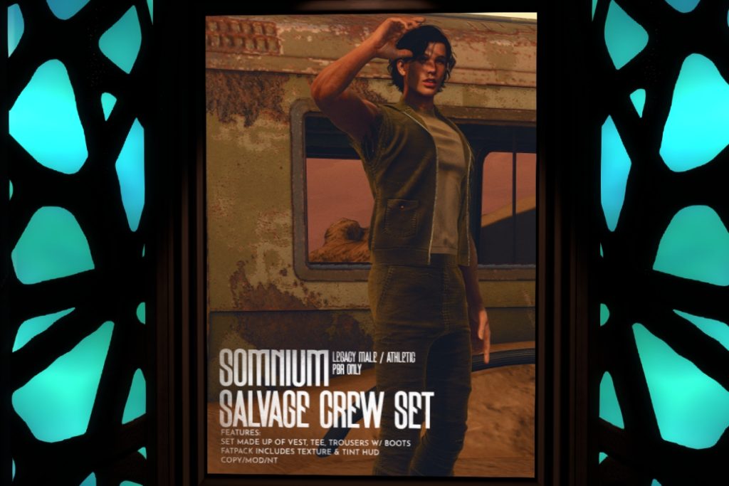 Salvage Crew Vest, Tee and Trousers - Legacy/+mods, L$350 each/L$2960 FP