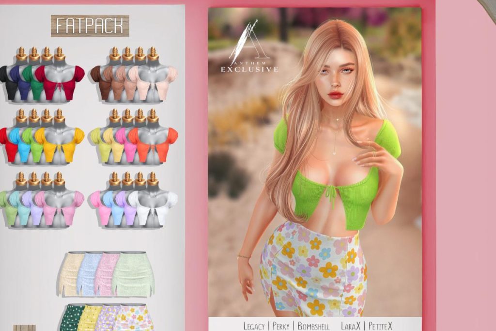 Sunny Bloom Top &amp; Skirt - Legacy/MaitreyaX/Reborn/+mods, L$199-L$299 each/L$499-L$999 each FP