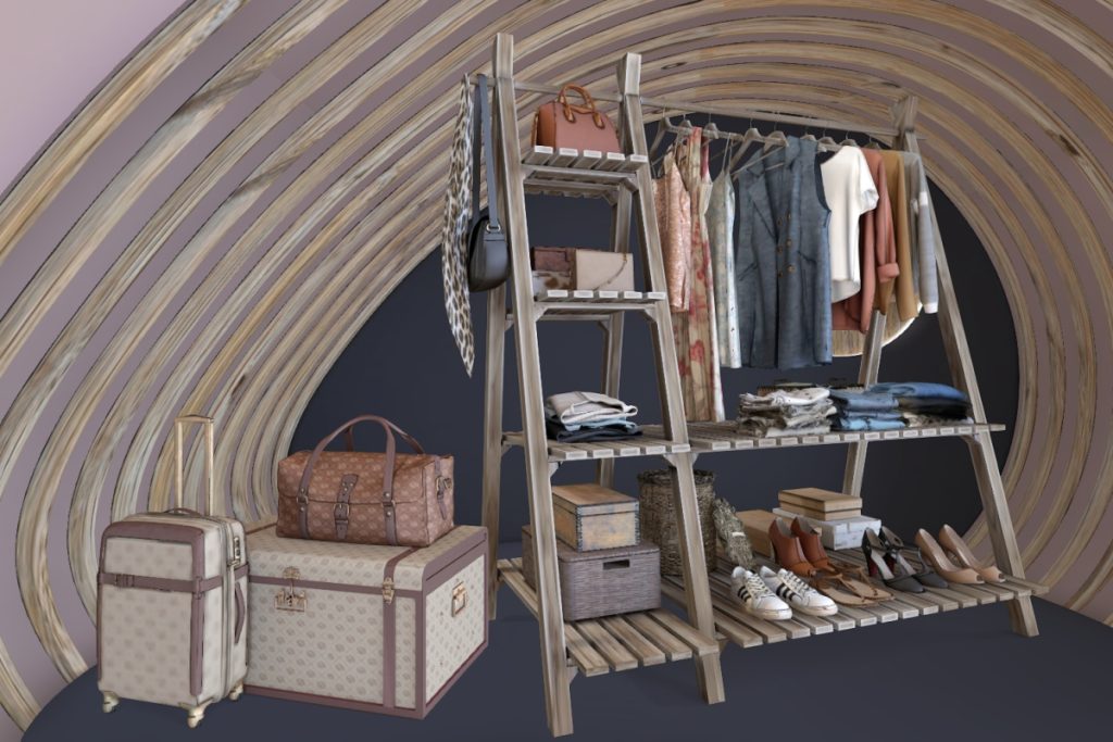 Lulu Vintage Clothes Rail &amp; Luggage, L$349-L$749 each
