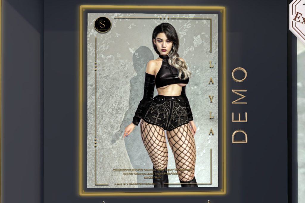 Layla Top, Short, Sleeves, Stockings &amp; Boots - BOM/Legacy/MaitreyaX/Reborn/+mods, L$99-L$199 each/L$540 FP