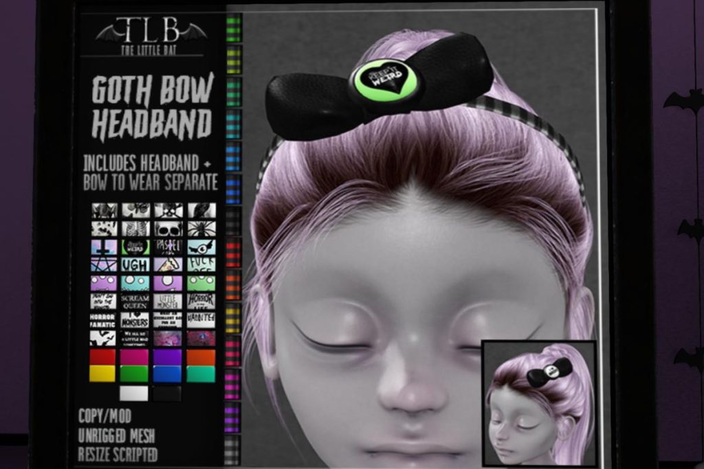 Goth Bow Headband, L$150