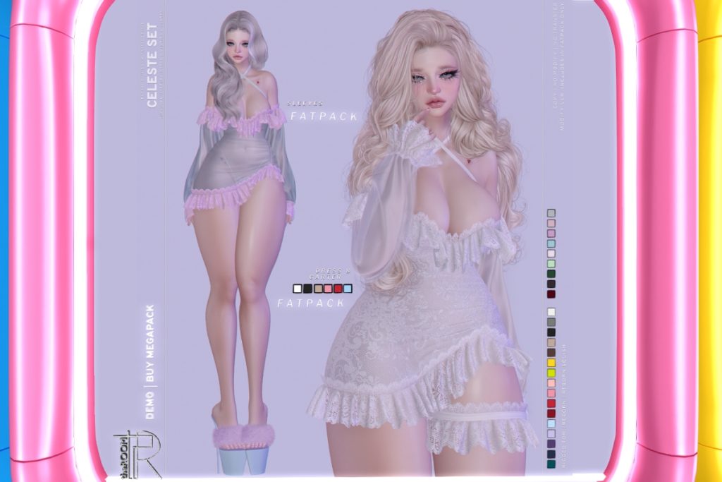 Celeste Set - Reborn/+mods, L$350 each/L$350-L$1850 each FP/L$2000 MP