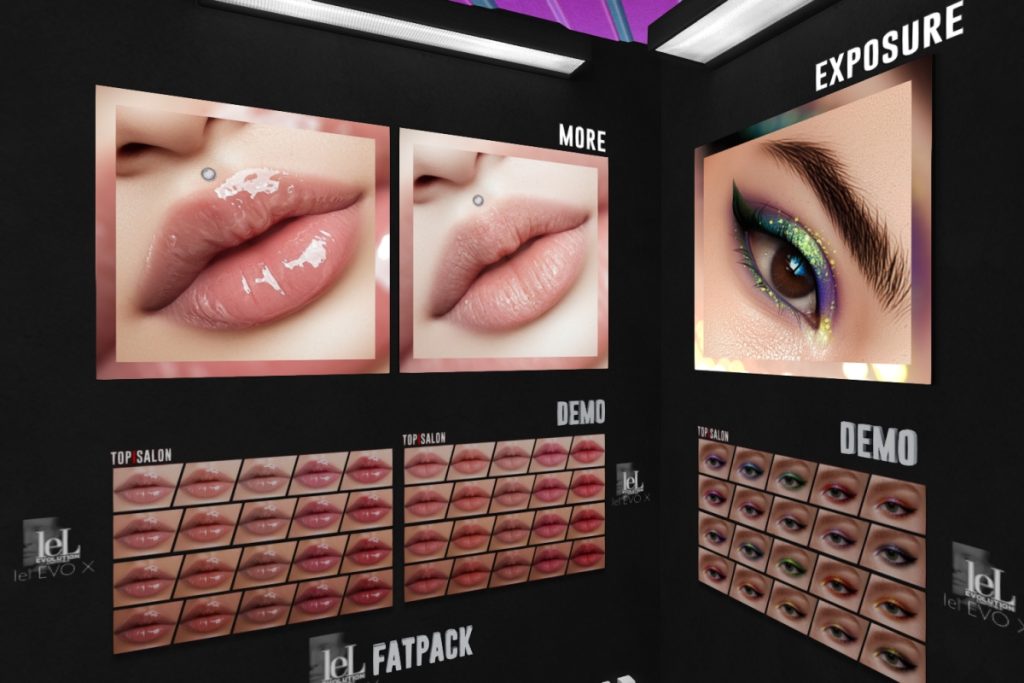 HD More Lipstick &amp; Exposure Eyeshadow, L$299 each
