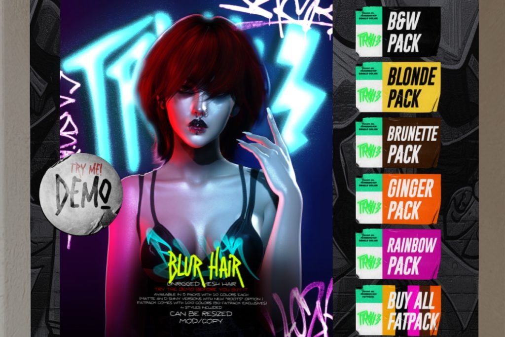 Blur Hair, L$299 each/L$1000 FP