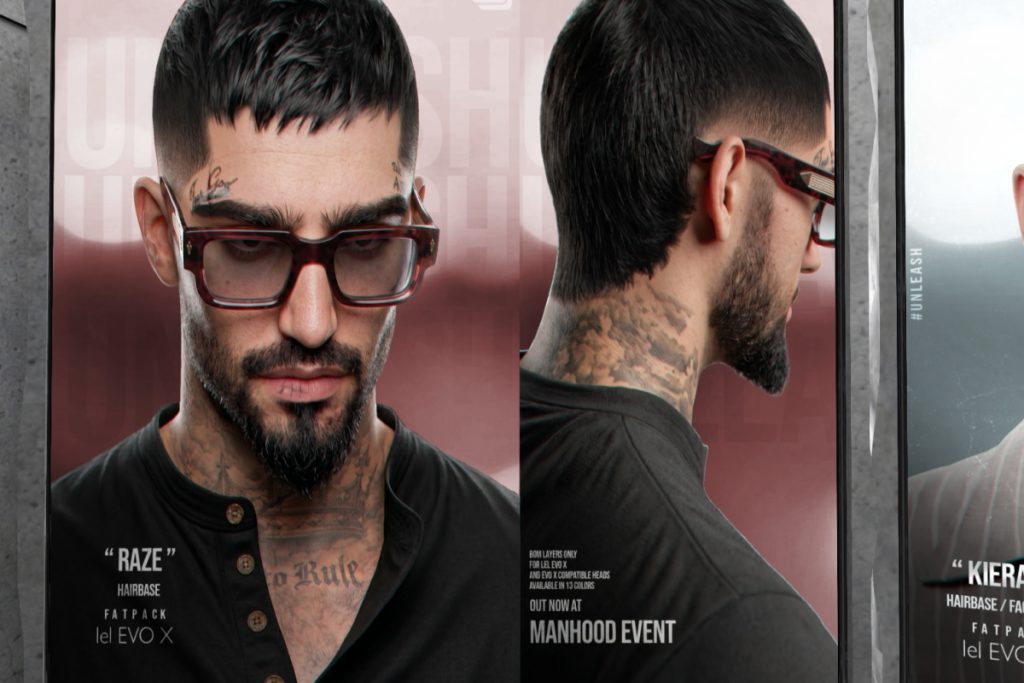 Raze Hairbase - EvoX, L$300 | Raze Mustache - EvoX, L$299