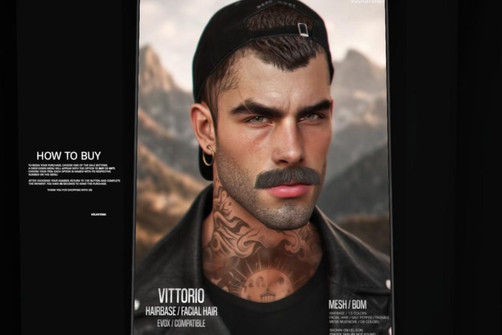 Vittorio Hairbase &amp; Facial Hair - EvoX, L$199 each/L$350-L$599 each FP