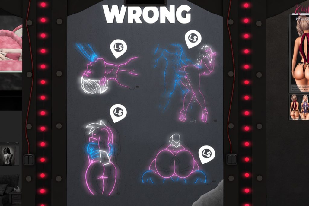 Kinky Animated Neon Signs, L$160 each/L$370 FP