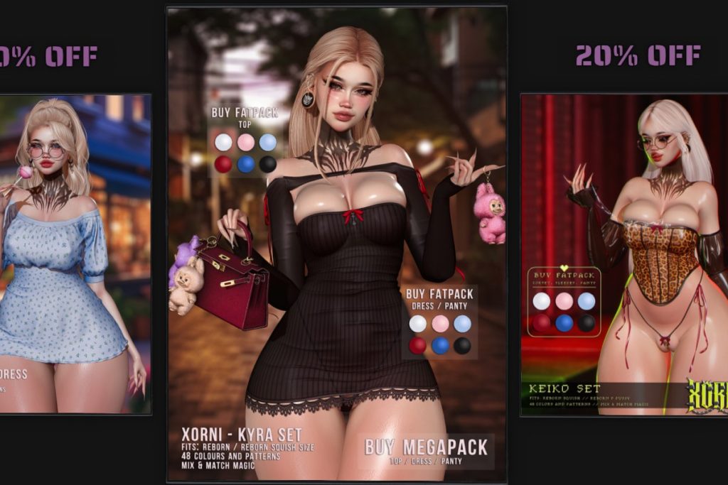 Kyra Dress &amp; Top - Reborn/+mods, L$299 each/L$1750 each FP/L$3000 MP