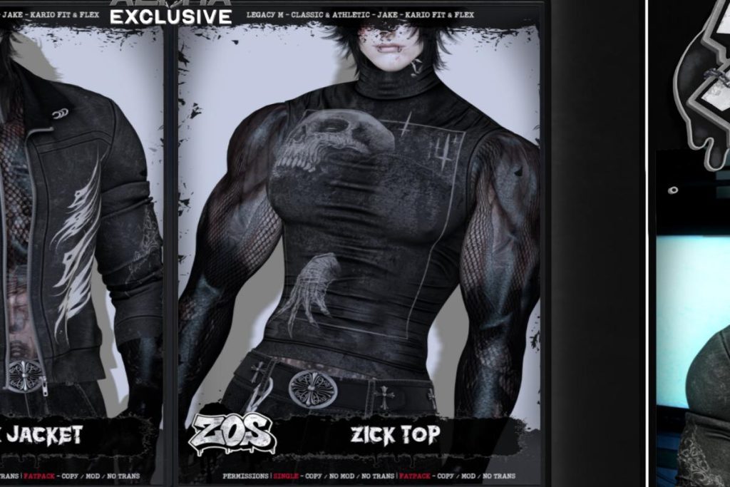 Zick Top - Jake/Kario/Legacy/+mods, L$330 each/L$1200 FP