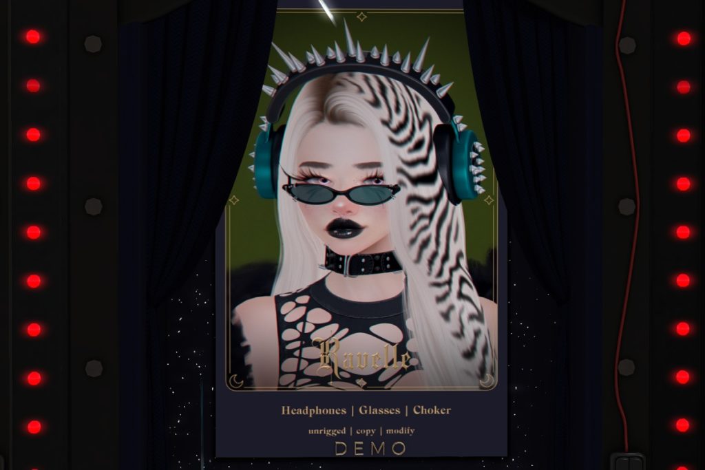Ravelle Headphones, Glasses, &amp; Choker - L$350 each