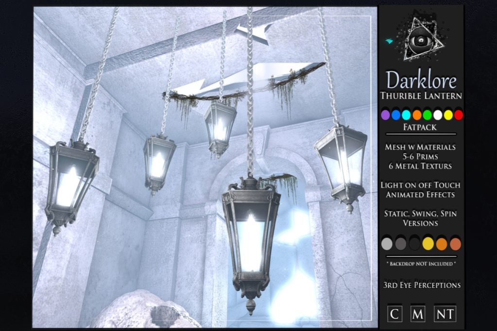 Darklore Thurible Lanterns, L$399 each/L$3299 FP