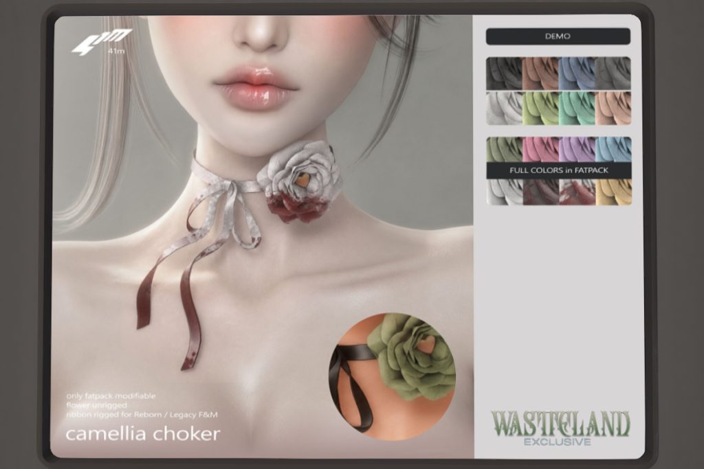 Camellia Choker - Legacy F+M/Reborn/Unrigged, L$199 each/L$599 FP