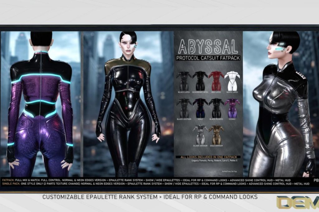 Protocol Catsuit - Legacy/MaitreyaX/Reborn/+mods, L$577 each/L$2777 FP