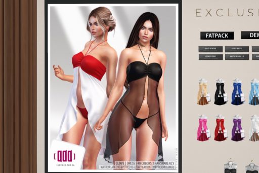 Clove Dress - Inthium/Legacy/MaitreyaX/Reborn/+mods, L$290 each/L$590 each FP/L$1200 MP