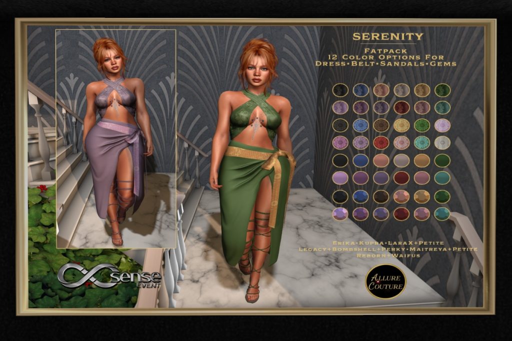 Serenity Dress - Erika/Inithium/Legacy/Maitreya/Reborn/+mods, L$75 each/L$207 FP