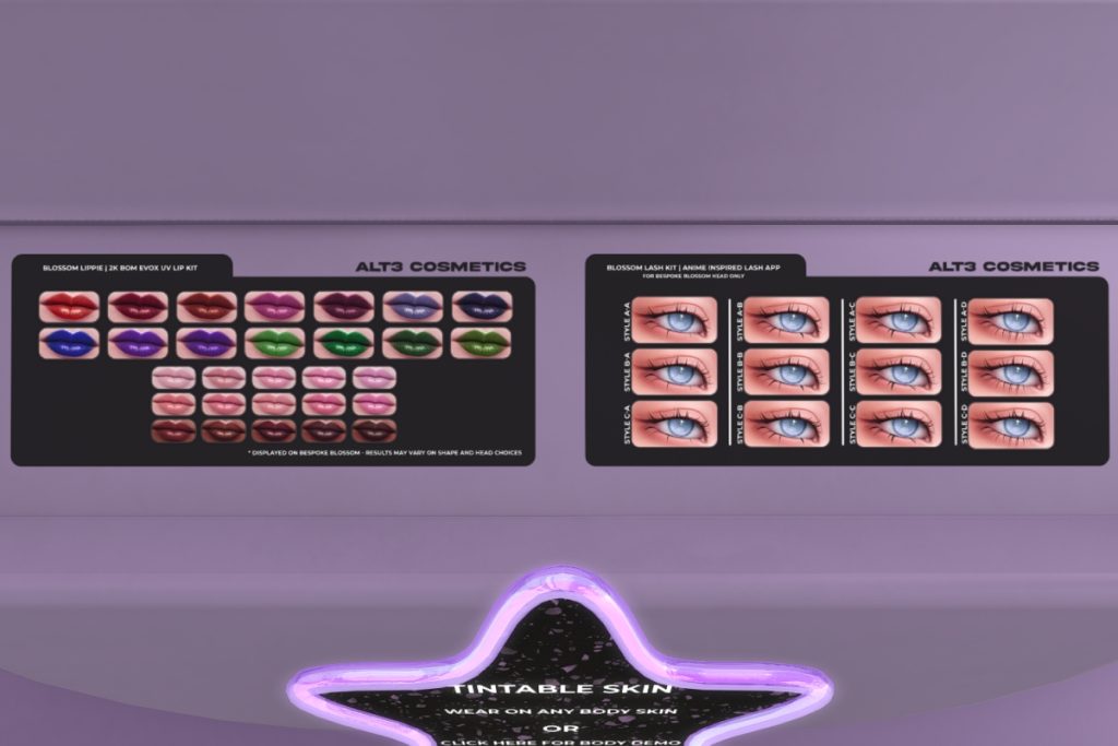 Blossom Lippie - EvoX, L$200 | Blossom Lash Kit - Bespoke Blossm, L$200