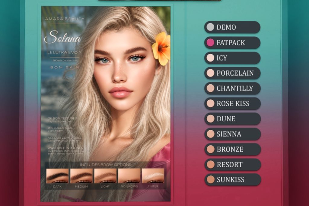 Solana Skin - EvoX, L$849 each/L$2999 FP