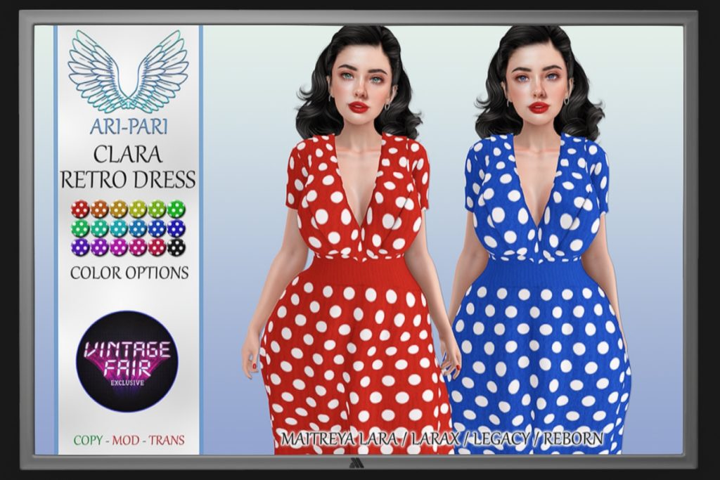 Clara Retro Dress - Legacy/Maitreya/Reborn/+mods, L$200