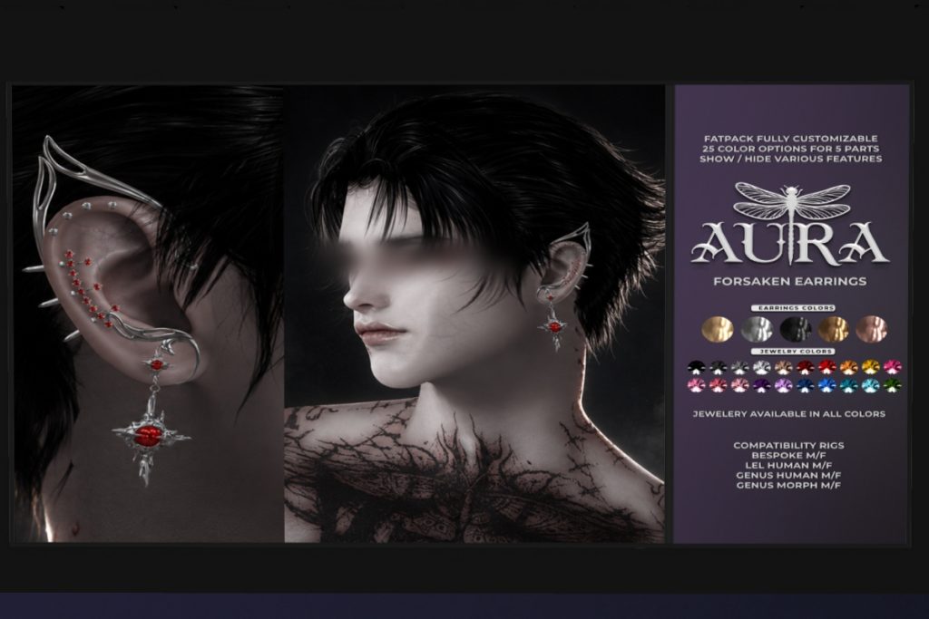 Forsaken Earrings - LelX, L$250 each/L$999 FP