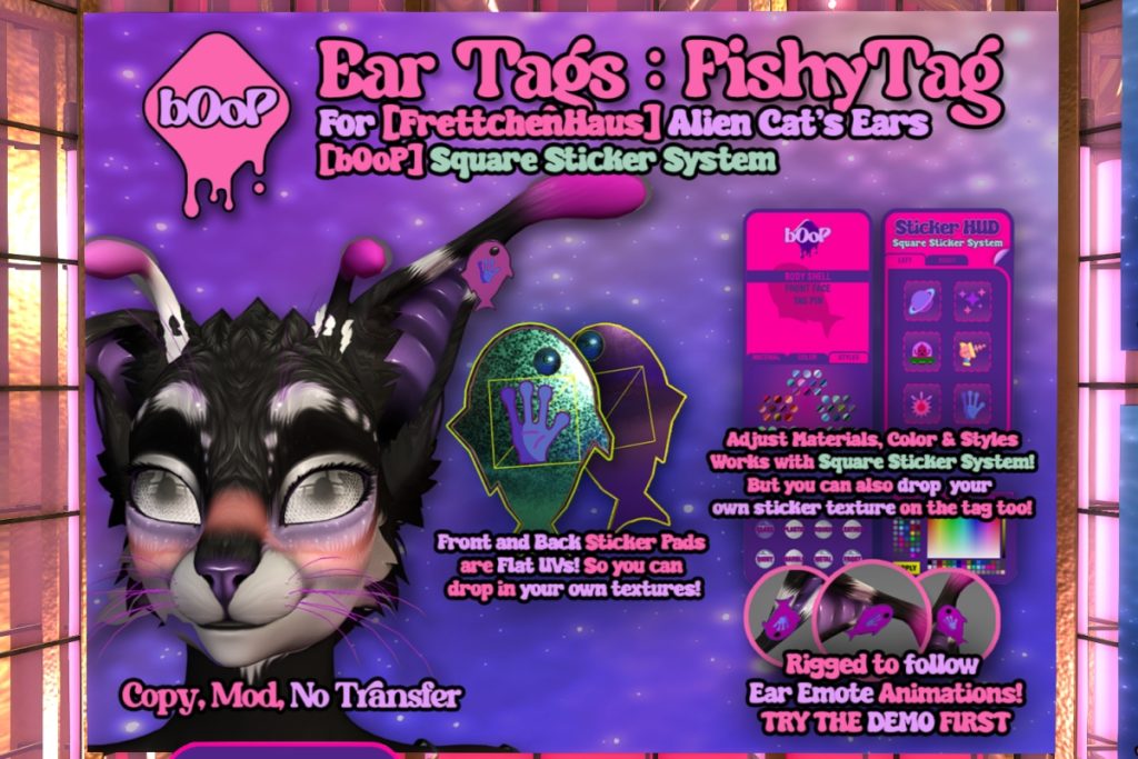 Ear Tags Fishy - FH Alien Cat, L$129