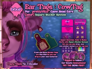 Ear Tags Cow - PrettyVile Caow Head, L$129