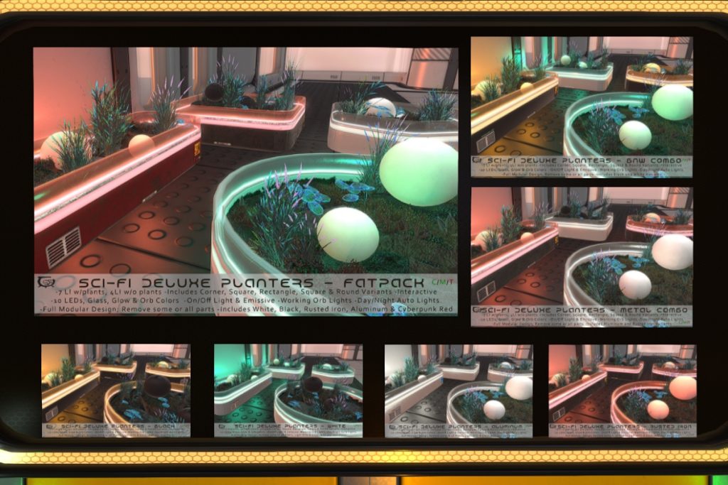 Sci-Fi Deluxe Planters, L$549 each/L$749 FP
