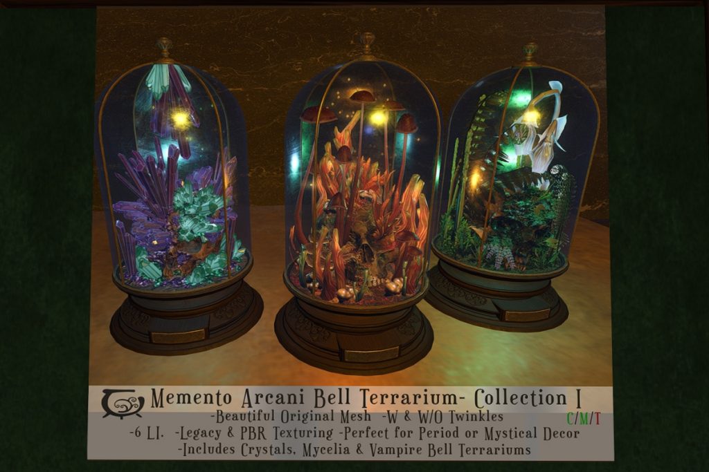 Momento Arcani Bell Terrariums, L$179 each/L$399 FP