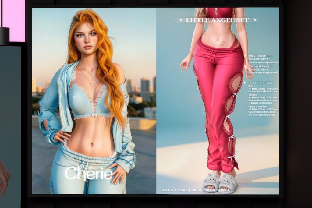Little Angel Bra, Jacket, &amp; Pants - Legacy/MaitreyaX/Reborn/+mods, L$325 each/L$1299 each FP/L$2499 MP