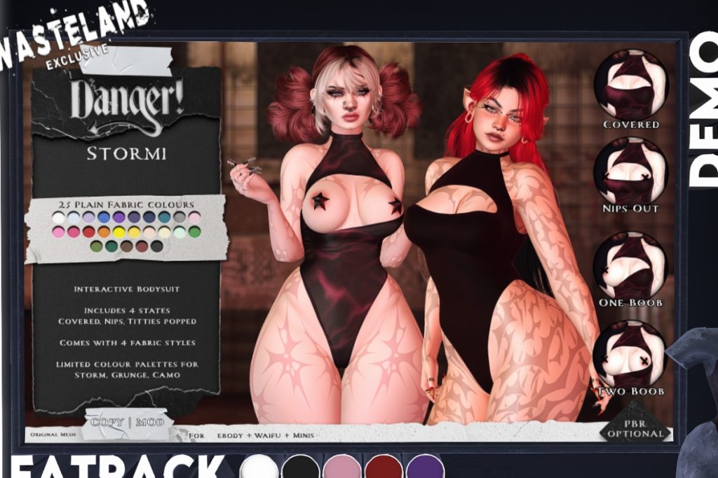Stormi Bodysuit - Reborn/+mods, L$149 each/L$449 FP