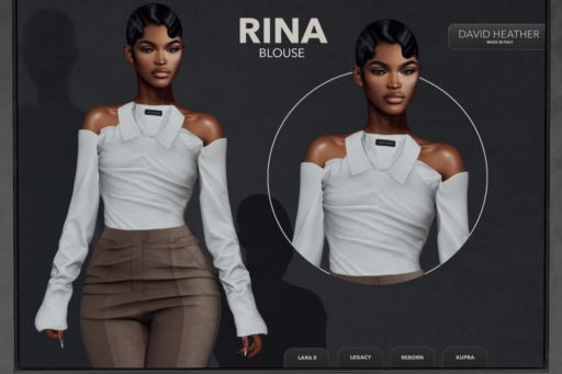 Rina Blouse -  Inithium/Legacy/MaitreyaX/Reborn/+mods, L$300 each/L$2150 FP