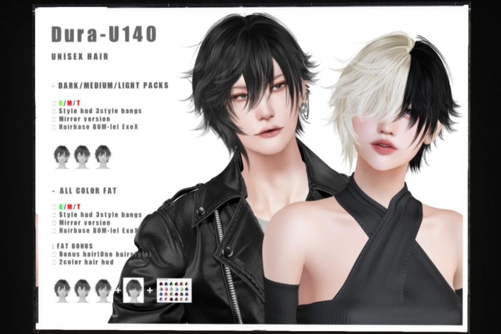 U140 Hair, L$390 each/L$790 FP