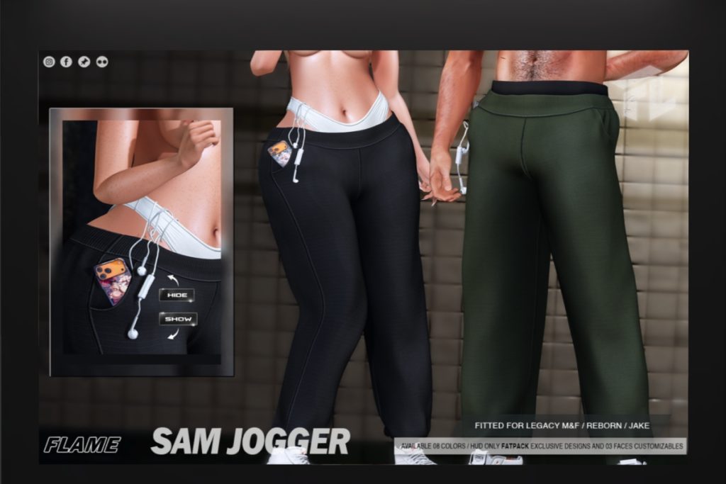 Flame Sam Jogger - Jake/Legacy M+F/Reborn/+mods, L$299 each/L$1199 each FP