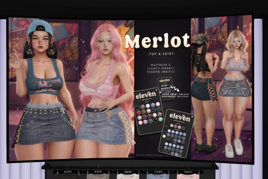 Merlot Top &amp; Skirt - Legacy/MaitreyaX/Reborn/+mods, L$240-L$275 each/L$1299-L$1399 each FP