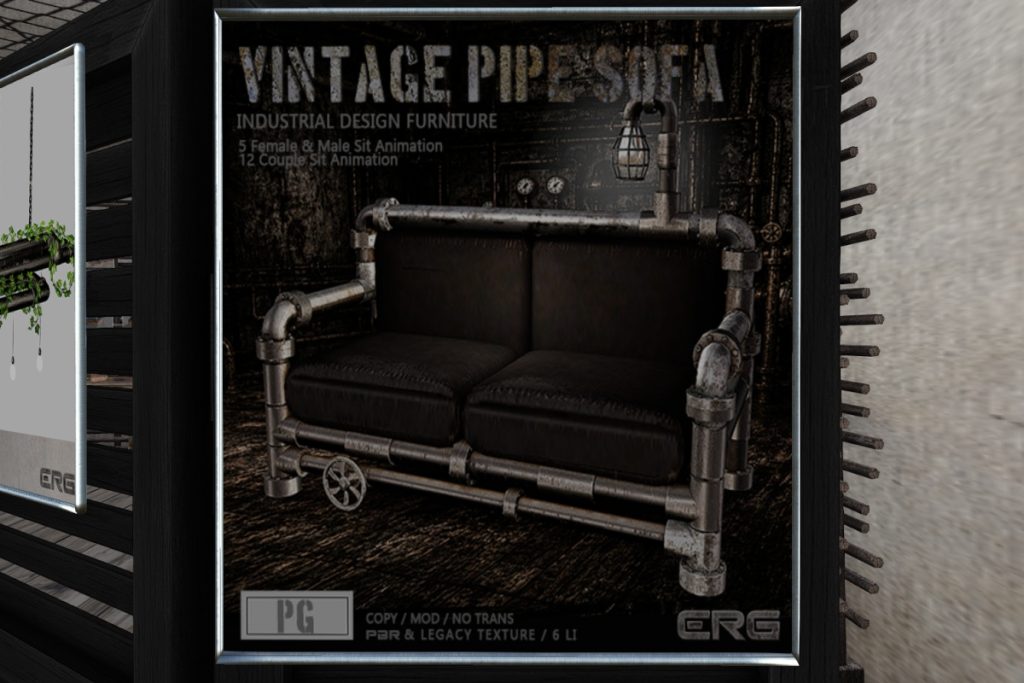 Vintage Pipe Sofa, L$330-L$450 each