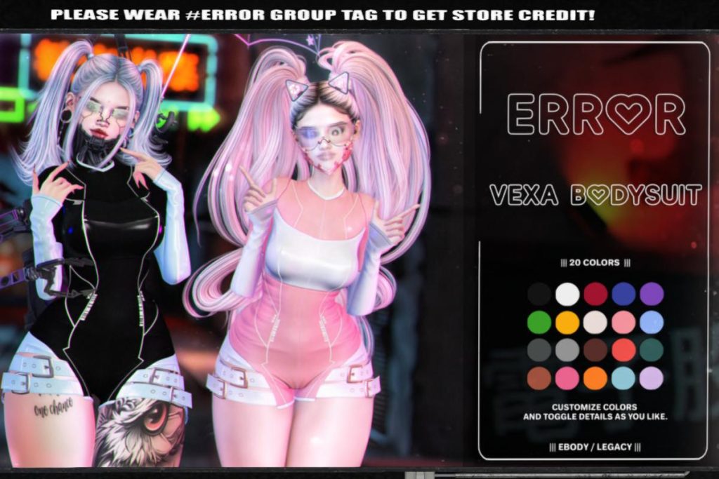 Vexa Bodysuit - Legacy/Reborn, L$249 each/L$1199 FP