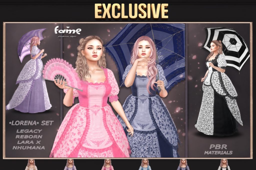 Lorena Dress - Legacy/MaitreyaX/Nhumana/Reborn, L$480 each/L$1450 FP/L$1650 MP