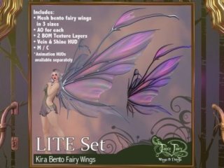 Kira Bento Fairy Wings - Demo For Fits, L$140 Lite Pack/L$120 Animation Add-On/L$300 FP