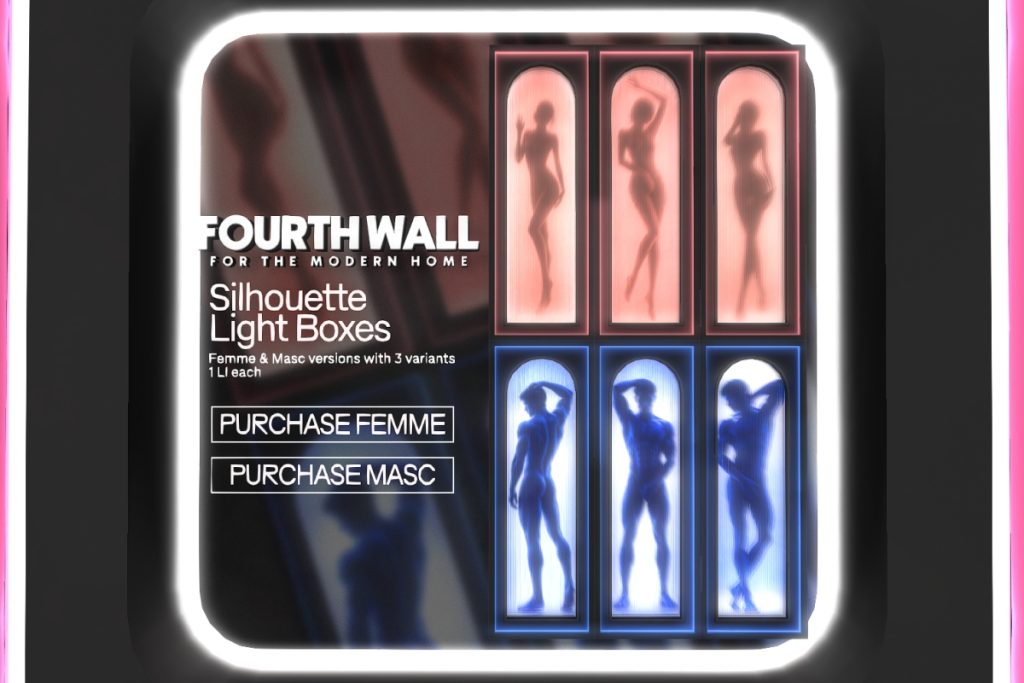 Silhouette Light Boxes, L$349 each