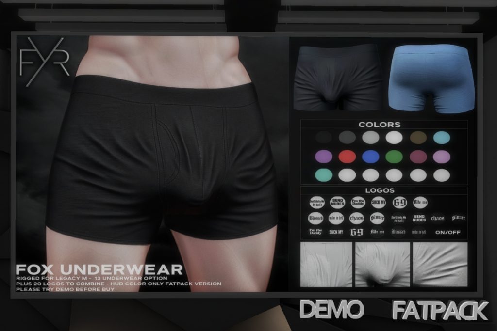 Fox Underwear - Legacy, L$329 each/L$1299 FP