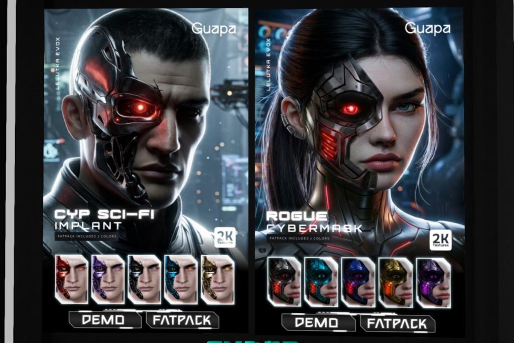 Cyp Sci-fi Implant &amp; Rogue Cybermask - EvoX, L$199 each/L$499 each FP