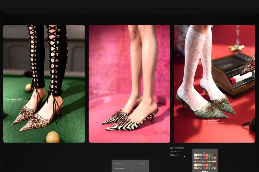 Bow Kitten Heels - Legacy/Reborn, L$250 each/L$899 FP