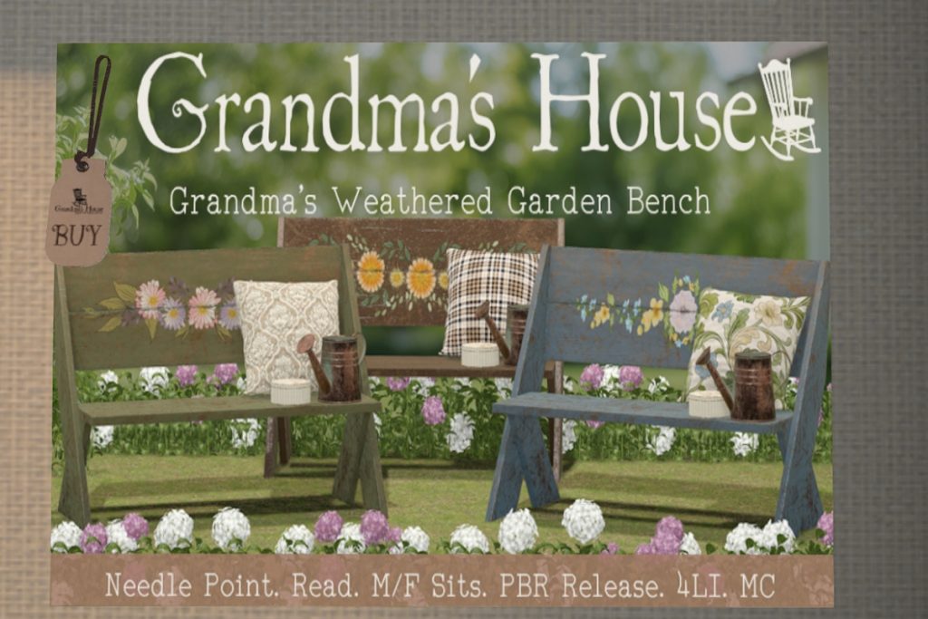 Weathered Garden Bench, L$299